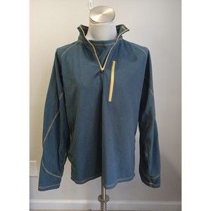 Rail Riders Men's Long Sleeve Pullover Fleece Green w/Yellow Trim Size Large